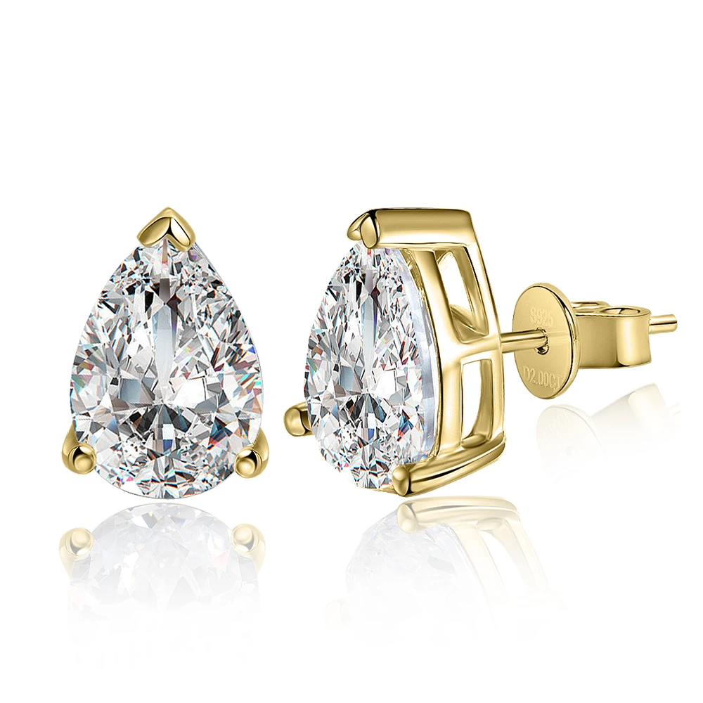 1-4CT peer geslepen Moissanite oorbel voor vrouwen GRA gecertificeerde gesimuleerde diamant S925 verzilverd 18k goud waterdruppelvorm Stud oor - afbeelding 2