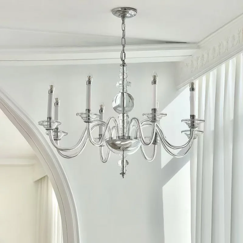 Medieval style Clear Crystal Candle Chandelier French Glass E14 Pendant Light Art Decor Indoor Lighting Hang Lamp Led Luminarias