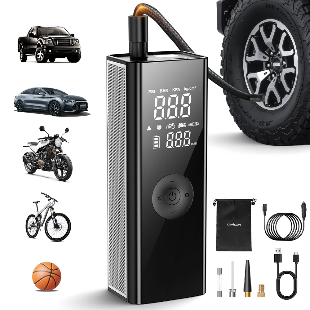 CARSUN Portable Wireless Tyre Air Pump Portable Car Air Compressor For Motorcycles Pickup Truck Super Power Inflatable Pump