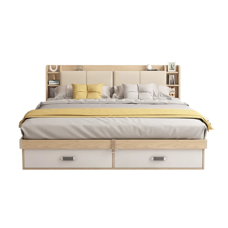 Minimalist Bedroom Bed Queen Size Aesthetic Multifunctional Storage Bed Modern Wood Cama De Casal Luxuosa Luxury Furniture