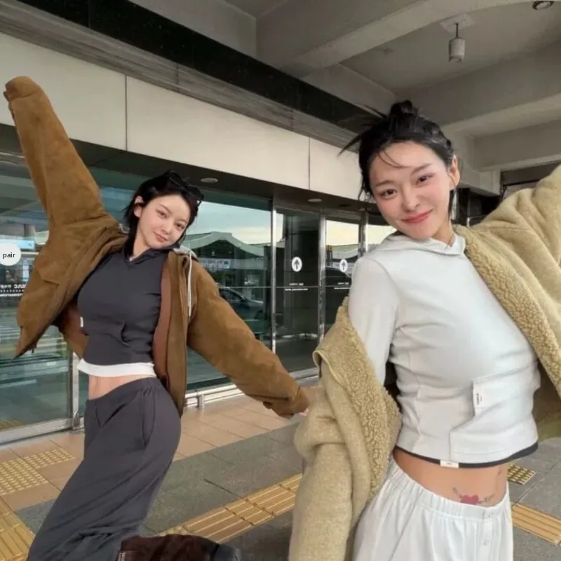 

Весенний новый стиль: комплект из худи и прямых брюк GLWNY в стиле Дондэмун, повседневный спортивный костюм для женщин, корейская мода для отдыха