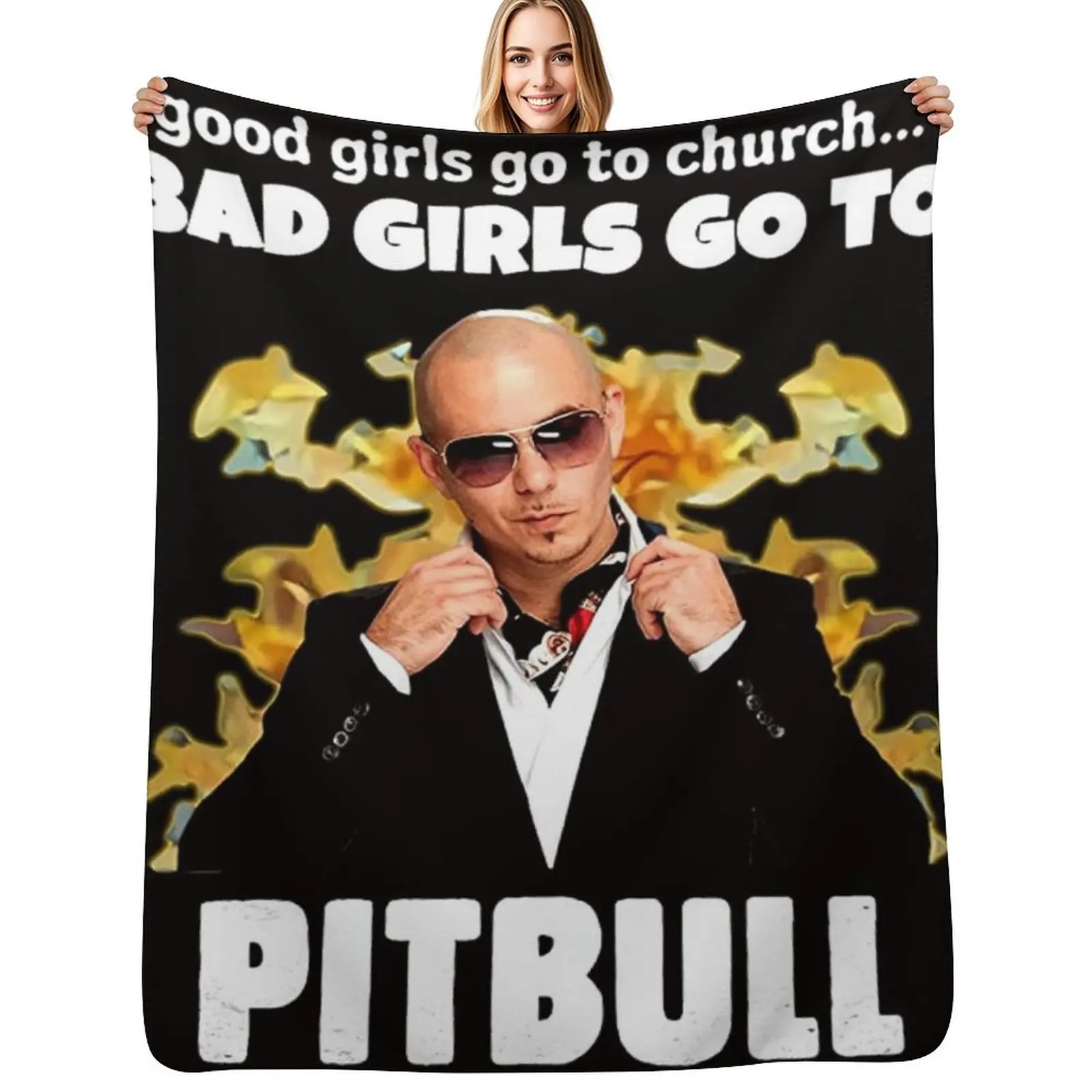 

Good Girls Go Church Bad Girls Go Pitbull Throw Blanket Thin Hairys christmas decoration Furrys Blankets