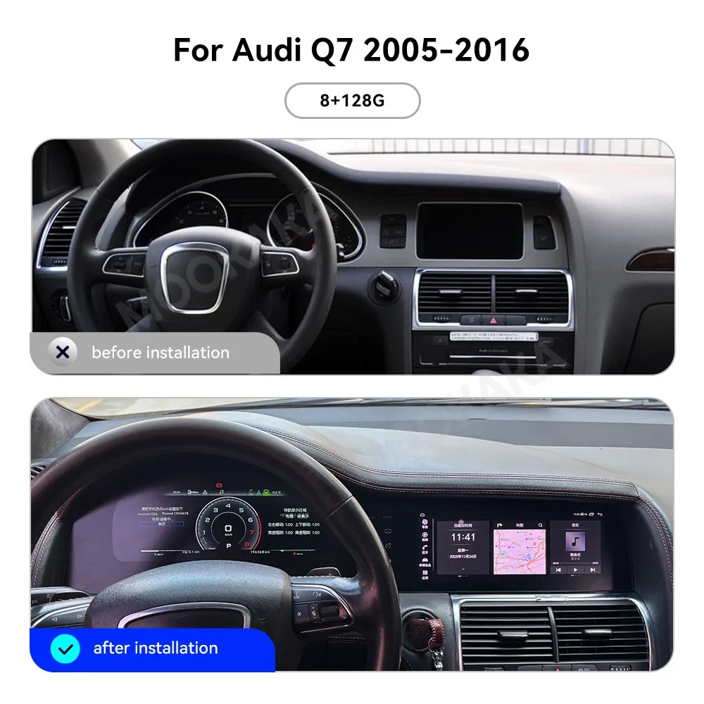 Android 15 Radio 12.3 Car dashboard For Audi Q7 2005~2016 10.25'' Multimedia Navigation Stereo Screen Receiver player Head Unit