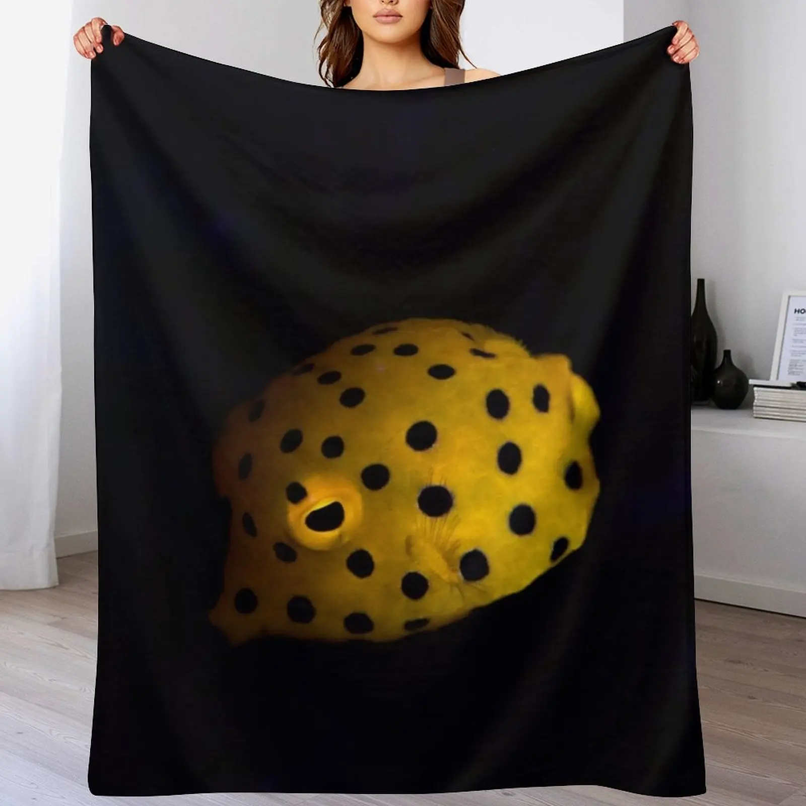 Baby yellow-spotted boxfish Throw Blanket anime Decorative Beds Blankets