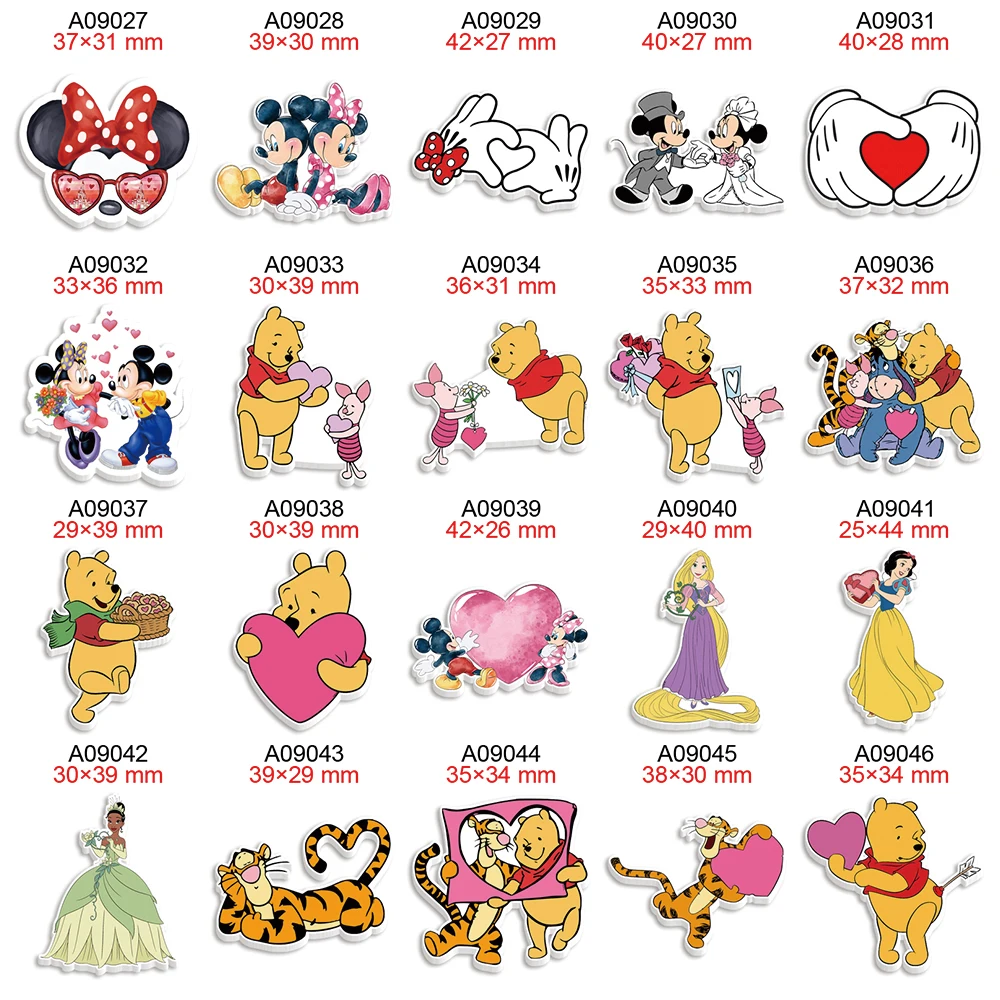 

Valentine's Day Disney Love Resin Flatback Planar Printed Cartoon 30Pcs for DIY Hairbows Craft Supplies Decoration Charms