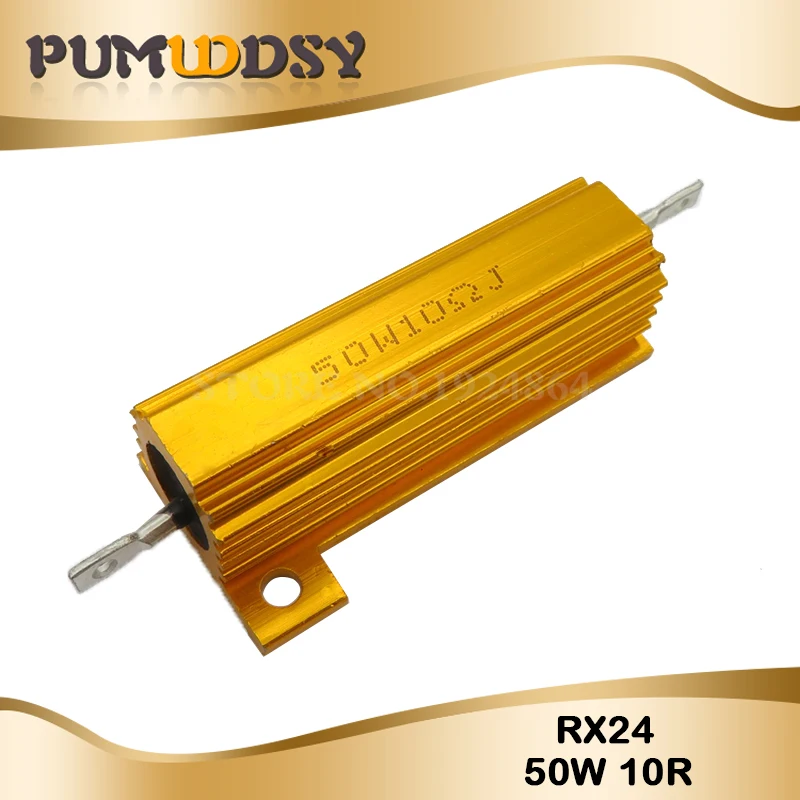 RX24 50W Aluminum Power Metal Shell Case Wirewound Resistor 0.01 ~ 100K 0.1 1 1.5 2 6 7 8 10 20 100 150 200 300 1K 10K 100k ohm
