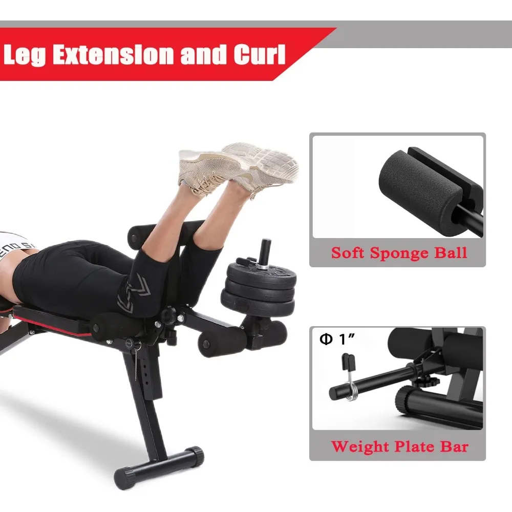 Weight Bench with Leg Extension and Curl, Adjustable Workout Bench Utility Incline Decline Benches