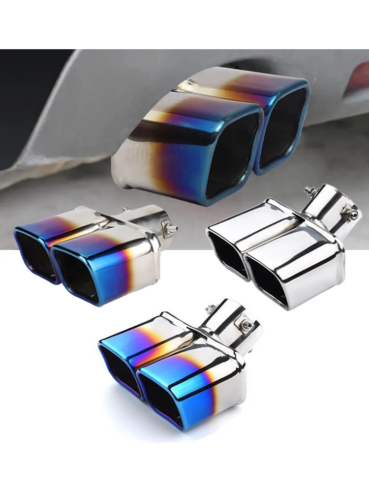 

Car modification double tail throat, general stainless steel row double pipe exhaust decorative cylinder
