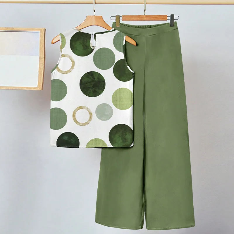 Pantaloni casual a gamba dritta con top corto in due pezzi Completo pantalone estivo da donna 2025