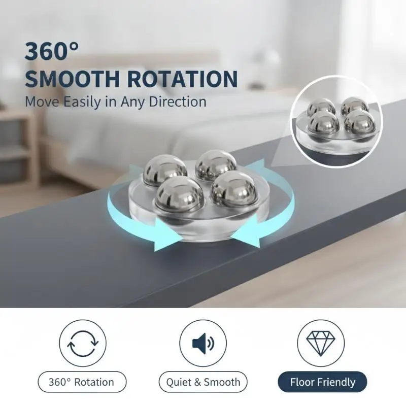 4Pcs No Drill Heavy Duty Universal Wheels Self Adhesive 360° Rotation Pulley for Small Appliance Kitchen Cabinet Moving