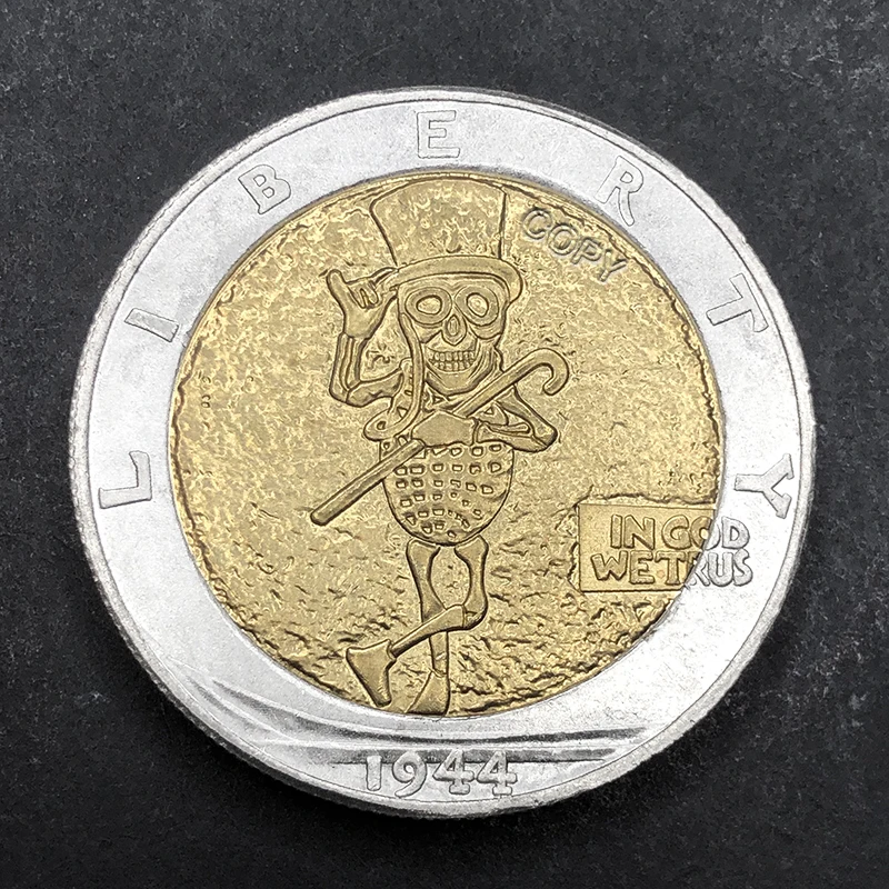 US 1944 Skeleton Magician Gold Silver Double Color Commemorative Coin Home Decor Replica Dollar Collect Medal Christmas Gift