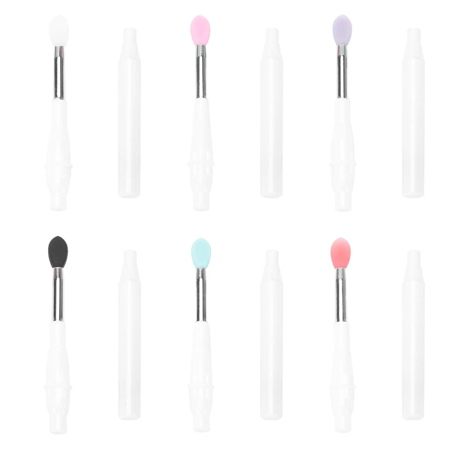 6개입 실리콘 립스틱 어플리케이터, 립 마스크, 밤, 아이섀도우 사용에 적합, 부드럽고 순한 사용감, 커버 포함 컴팩트 사이즈