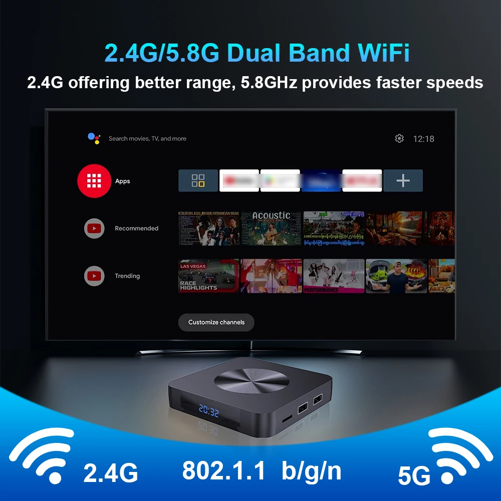 Velec TV Box Android 12  Allwinner H618 BT5.2 Dual WiFi BT Voice Remote Media Player Support 8K 4K Smart Set Top Box for Netflix