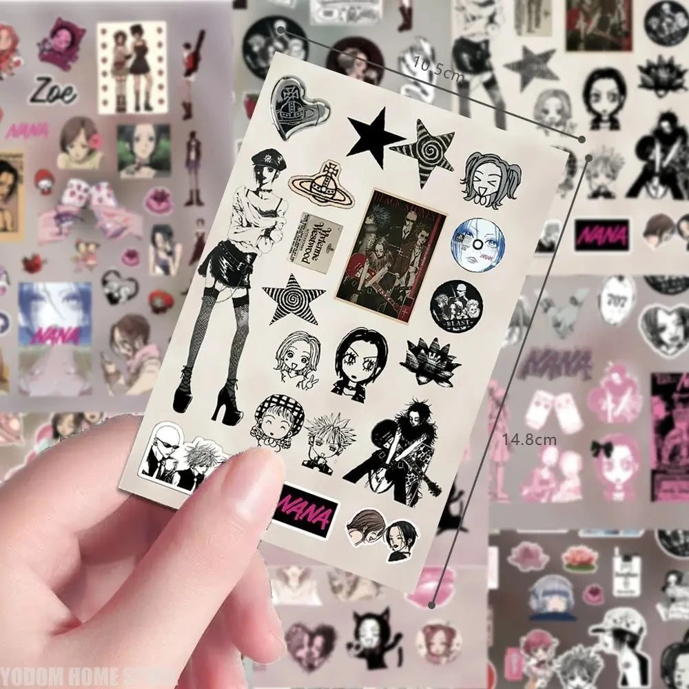 8pcs Cute Anime NANA Stickers with Komatsu NANA Design for Scrapbooking Supplies, Phone and Water Bottle Decor