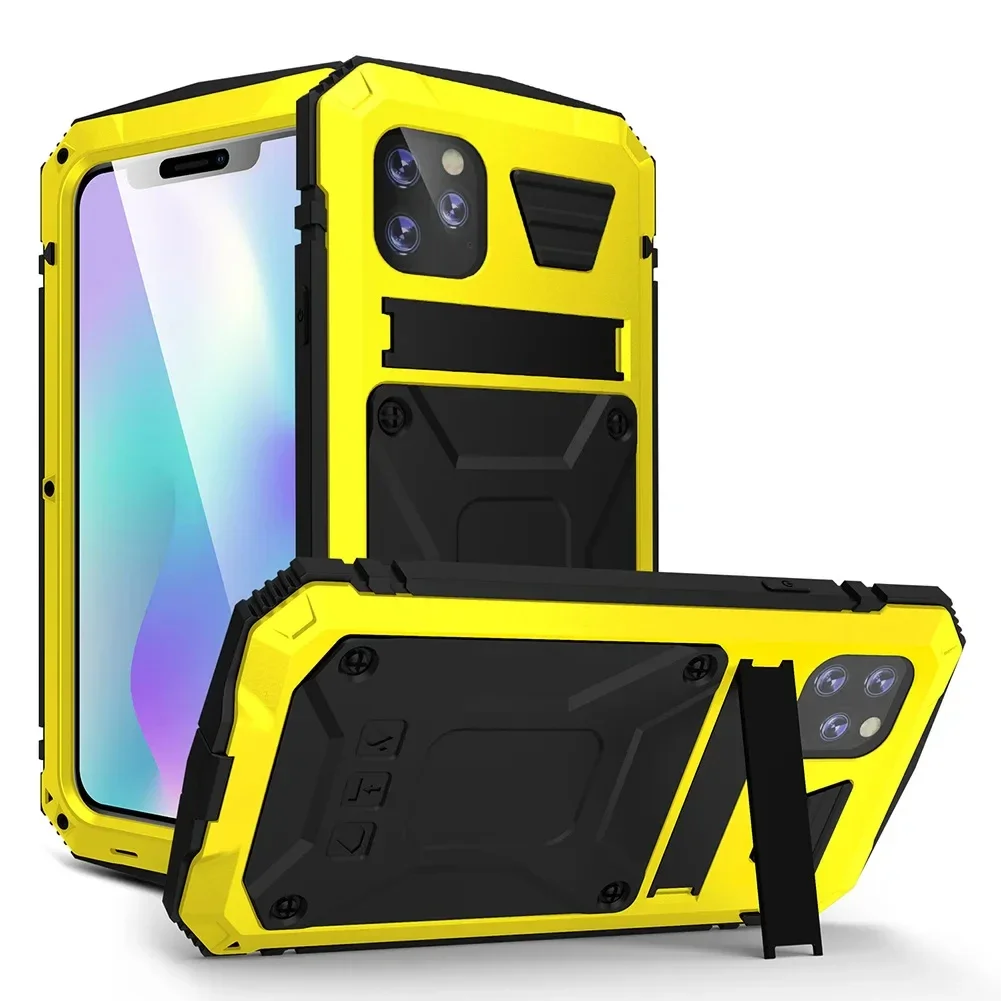 Phone Case For iPhone 11 Pro Max Luxury Rugged Armor Metal Bumper Shockproof Protection Anti-scratch Heavy Duty Aluminum Cover