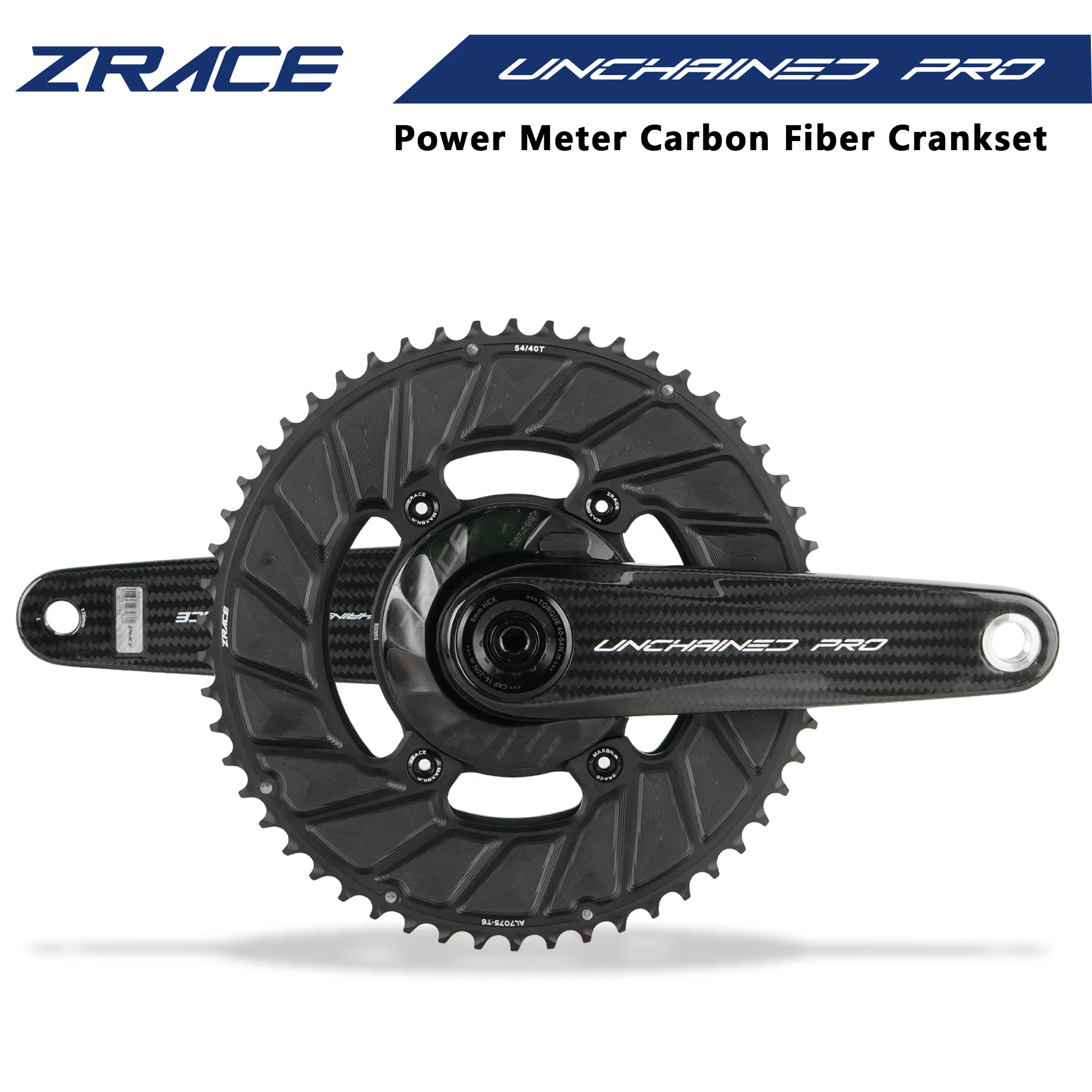 2026 new ZRACE UNCHAINED PRO Power Meter Crankset, New Design Super Light, Carbon Fiber, Race Grade, Road Crankset, DUB, Hollow