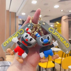 Gioco Mugman figura portachiavi Anime Cartoon Cuphead bambola portachiavi pendente auto portachiavi accessori giocattoli regali per uomo donna