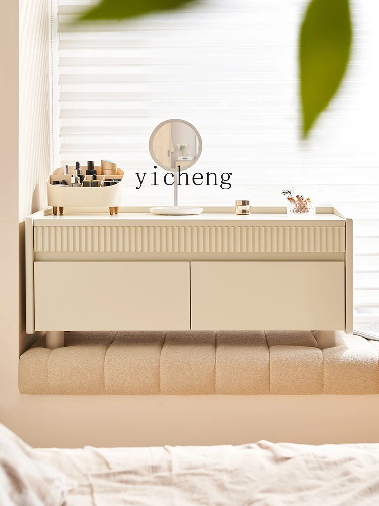 Solid Wood Bay Window Dressing Table Japanese Cream Small Apartment Living Room Balcony Bay Window