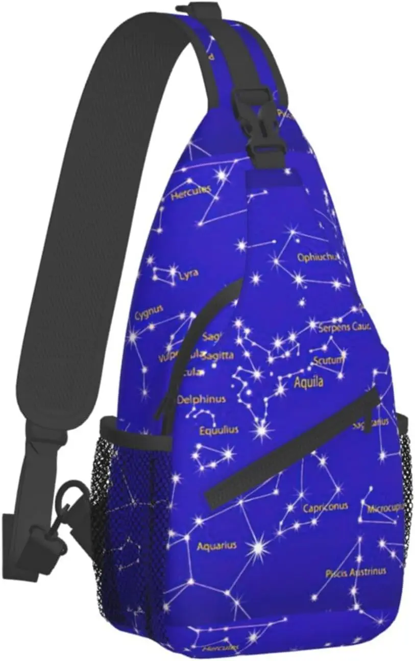Durable Adjustable Outdoor Hiking Small Star Print Cross Chest Bag Diagonally Single Shoulder Backpack Reusable Multipurpose