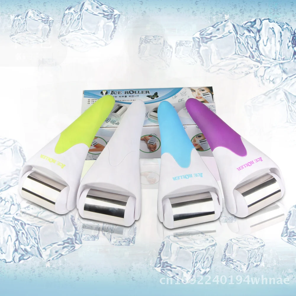 Rodillo de hielo de masaje de Gel 2 en 1, azul/rosa, levantamiento Facial y alivio de la hinchazón, herramienta de belleza refrescante de doble cabezal para el cuidado Personal