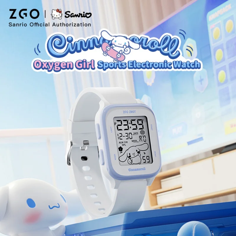 ZGO  Sanrio Cinnamoroll Kids watch For girls students Cute simple style Waterproof square digital electronic watch Gift 878