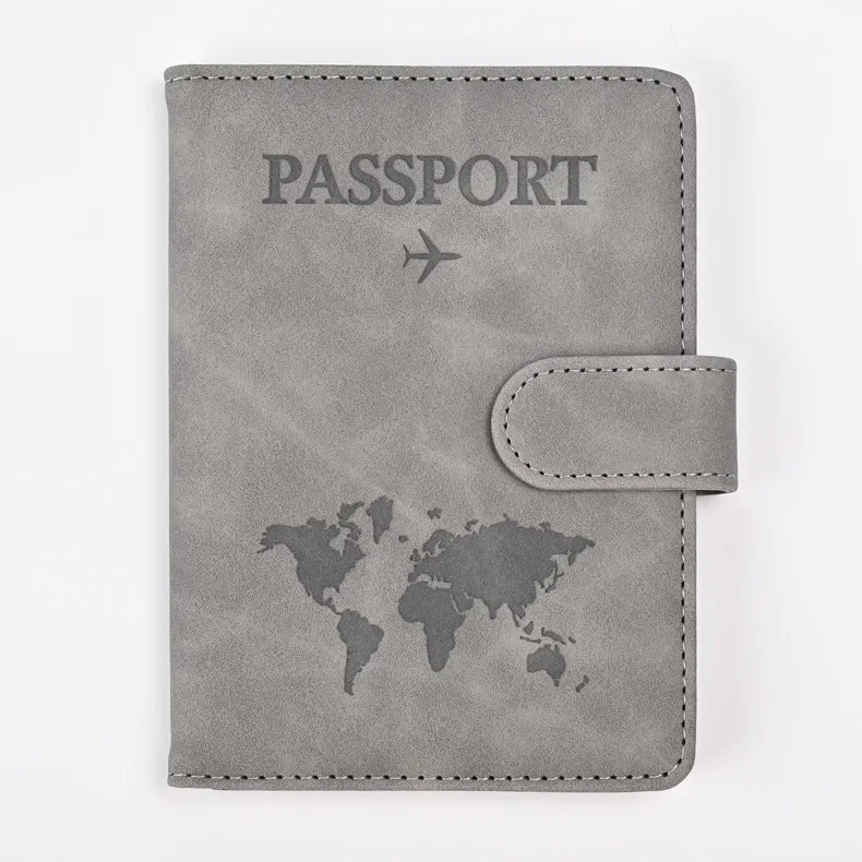 New RFID PU Passport Covers Map Print Passport Holder Flight Ticket Clips ID Bank Credit Card Holder Passport Travel Organizer