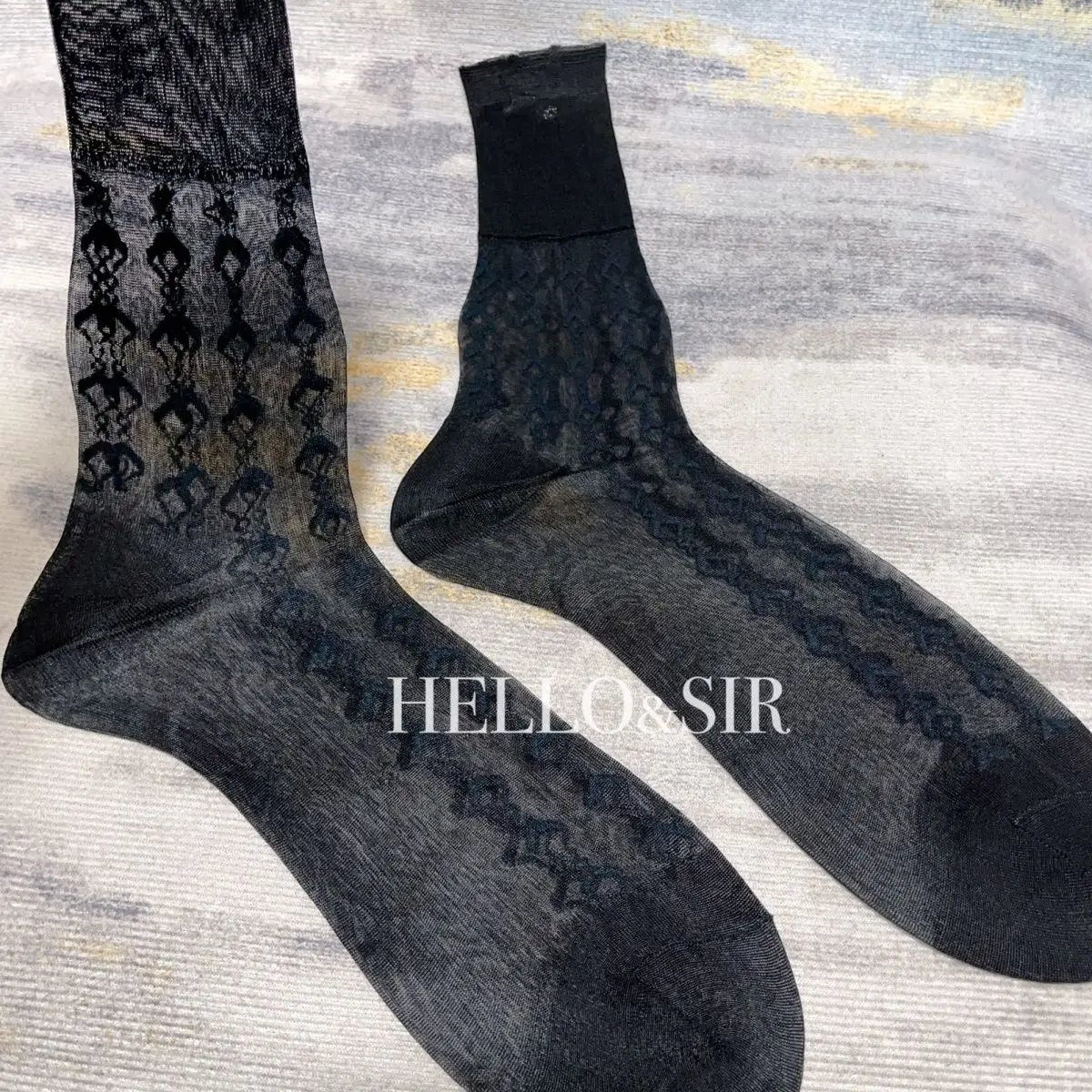 2024 Black Nylon Socks Gift for Men Sexy Ultrathin Sheer Mid-tube TNT Socks Man Loose Retro Jacquard Business Formal Dress Socks