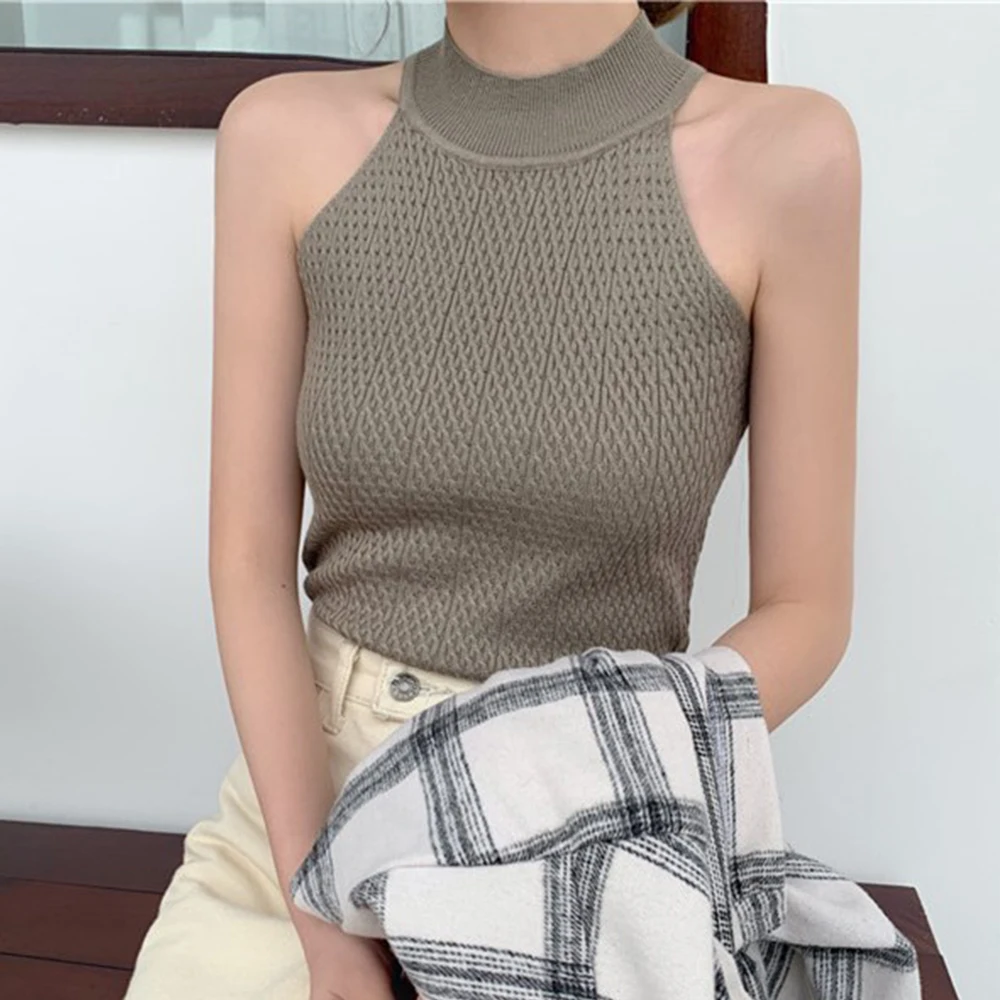 

Brand New Fashion High Quality Crop Top Women Soft Solid Color Stylish Version 4-Color Skin-Friendly Sleeveless