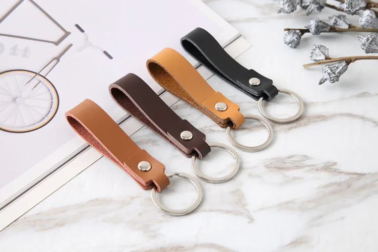 Retro-Schlüsselanhänger aus PU-Leder, 4 Farben, Werbegeschenk, für Männer und Frauen, Autoschlüsselband, Taille, Geldbörse, Schlüsselanhänger, Schlüsselanhänger – Detail 1