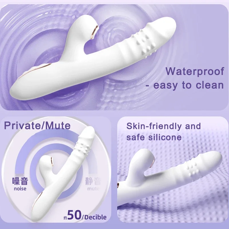 Multifunction Thrusting Dildo  R410 Vibrator with Sucking & Licking Modes Waterproof Heating Vibrator Adult Sex Toys for Women