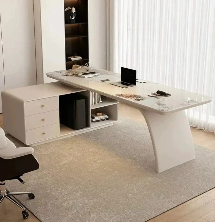 

Italian minimalist study slate corner desk, office home light luxury computer desk, fashionable and high-end