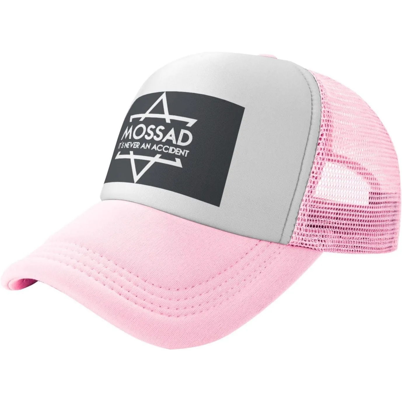 Mossad-It's-Never-An-Accident-Trucker-Hat-Unisex-Adjustable-Mesh-Baseball-Cap-Casual