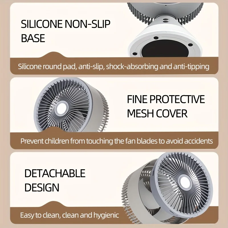 2025 جديد 4000mAh USB مروحة سطح المكتب المحمولة قابل للتعديل الضوء المحيط مناسبة للمنزل والمكتب والسفر في الهواء الطلق هدية الصيف