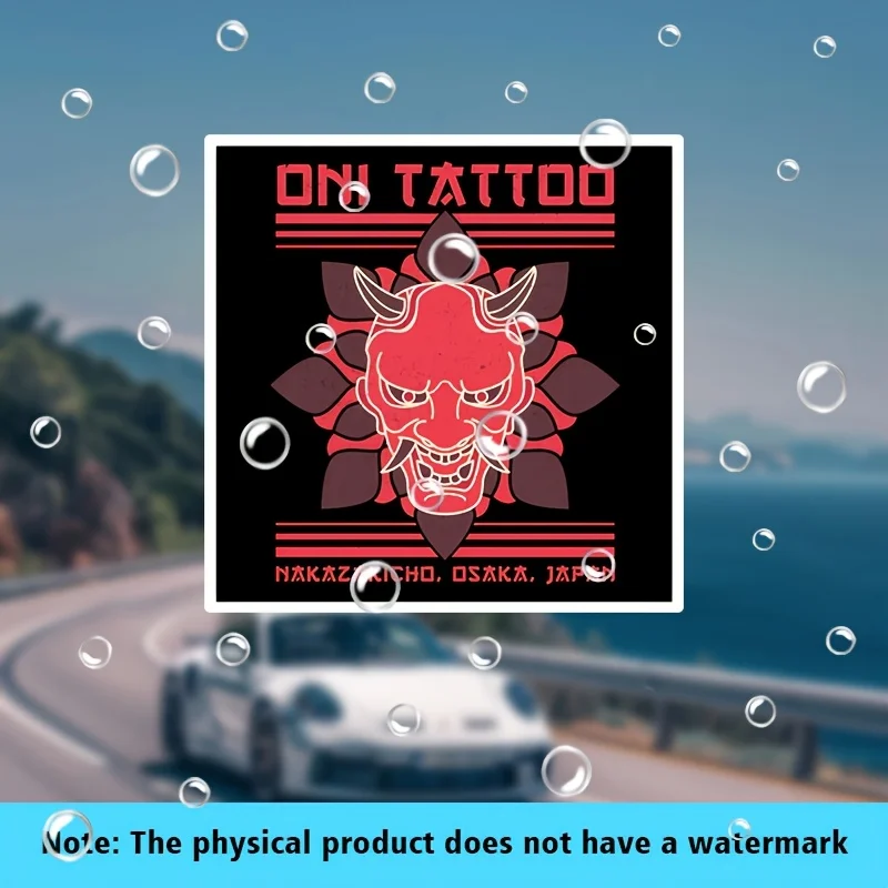 1 adesivo per tatuaggi a tema giapponese, adesivo in vinile impermeabile per auto, laptop, zaini e personalizzazione dell'atmosfera della maschera Oni