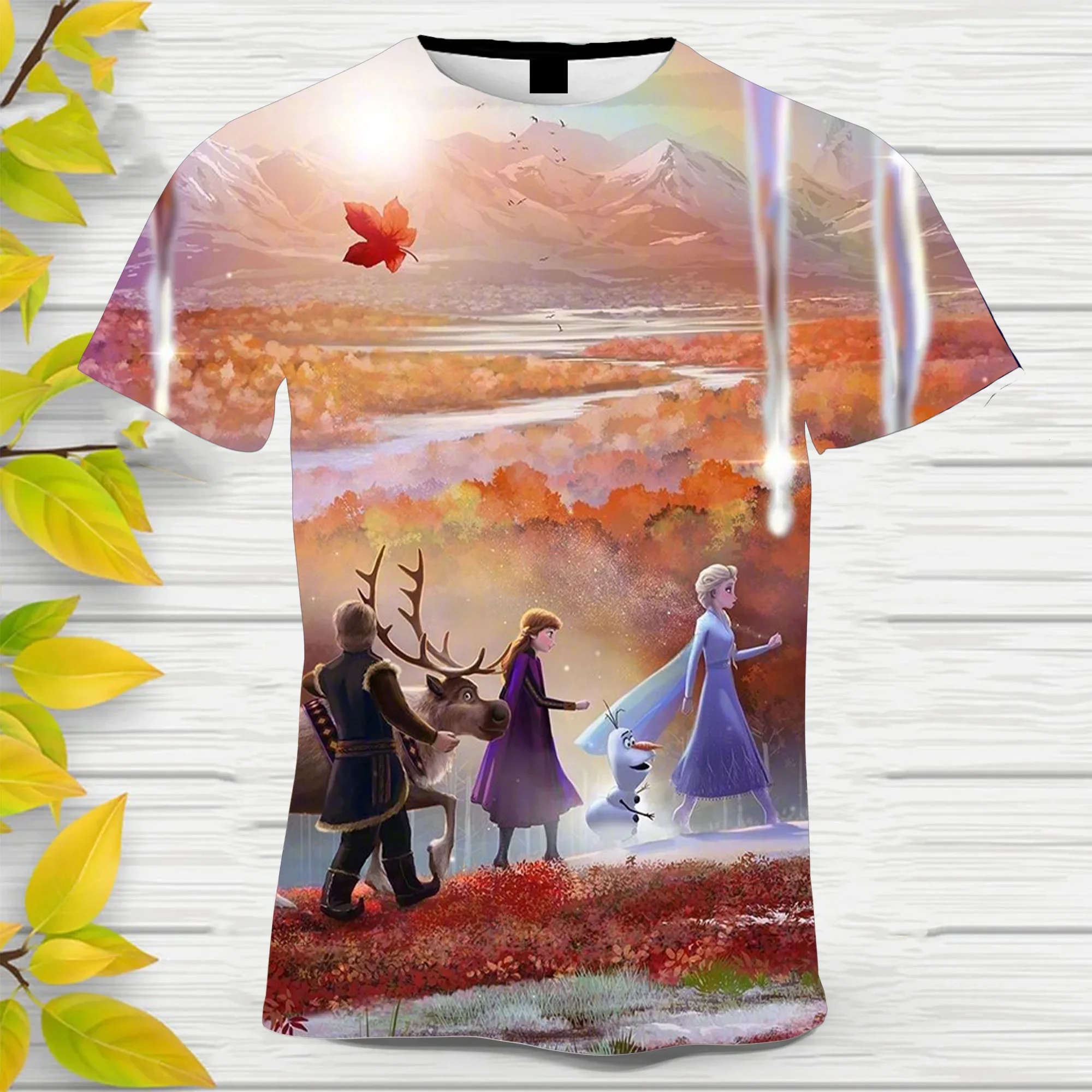 Disney Frozen Elsa Anna Funny Cartoon T Shirt Women Stitch Cute Manga T-shirt Y2k Graphic Tshirt Streetwear Top Tees Female