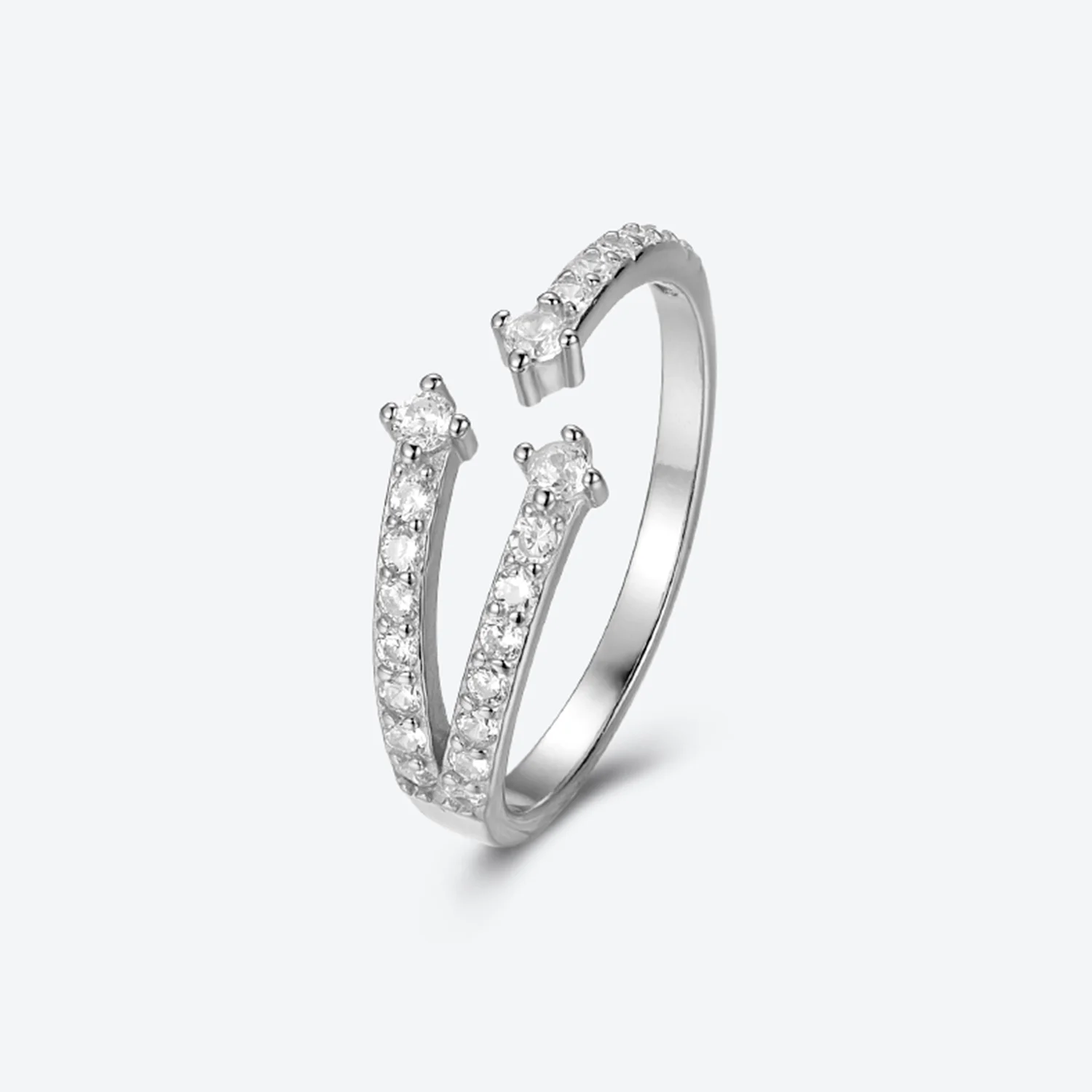 VEWANT Recyclable 925 Sterling Silver Open Line CZ Adjustable Resizable Women Ring Tiny Fine Jewelry Wedding Party Jewels