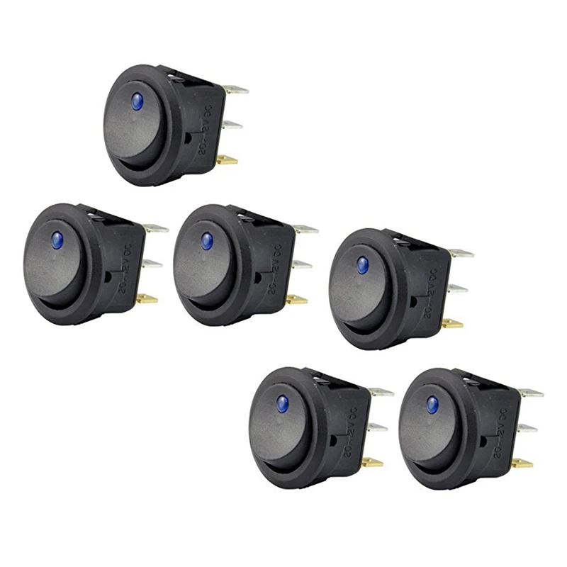 

6 шт., 12 В, 20 А, тумблер с тумблера, цвет синий, фотосессия, On-Off Control для лодок, автомобилей, гоночных автомобилей, внедорожников