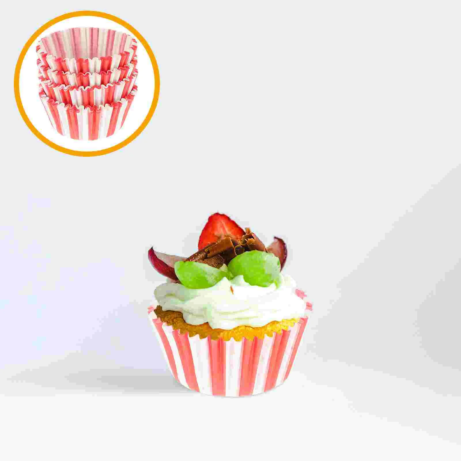 100 Pcs Stripes Muffin Liners Cake Tray Cup Cupcake Paper Trays Cups Lattice Mini