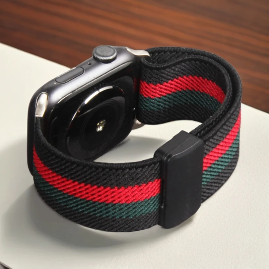 Elastyczna pętla do paska Apple Watch 45mm 44mm49mm42mm 41mm40mm38mm Nylonowa pętla z klamrą magnetyczną do paska Apple Watch Series9 8 7 6 — zdjęcie 3
