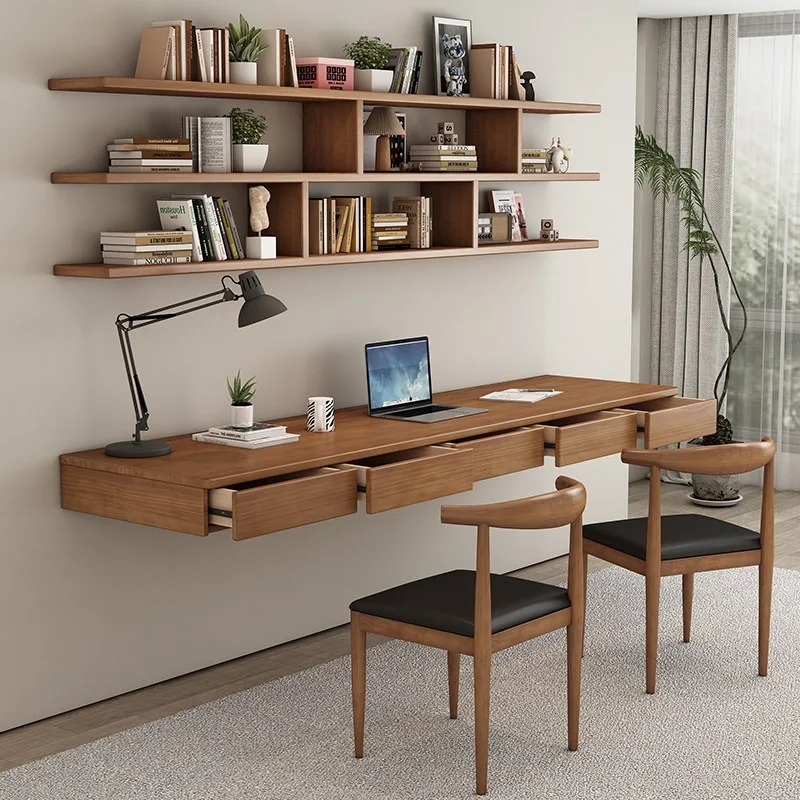 Nordic Creative Solid Wood Floating Desk Modern Wall Mounted Computer Desk Bedroom Study Living Room Furniture 부유식 책상 FYFD