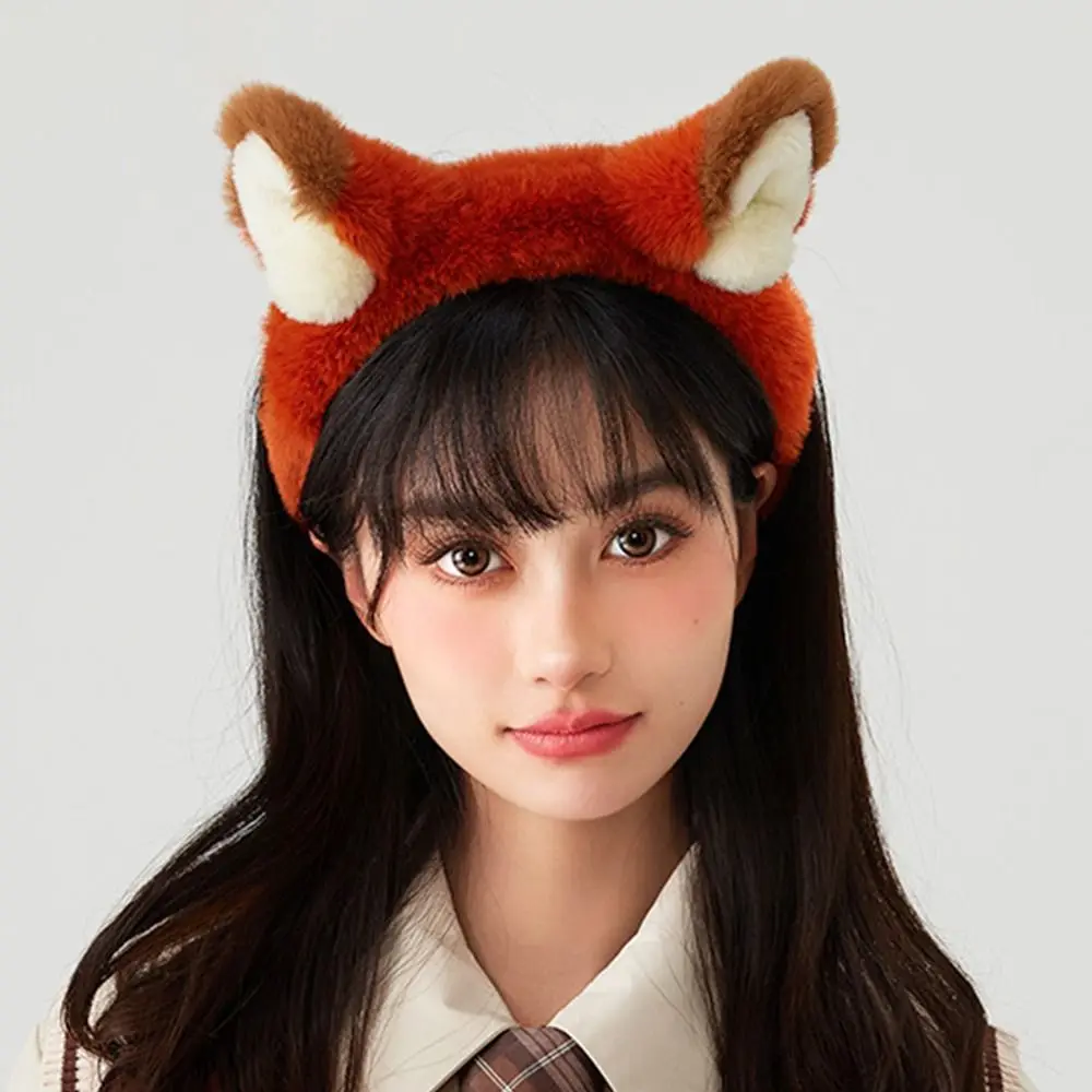 All-match Cartoon Plush Firefox Headband 2024 Advanced Makeup Washing Hair Band Cute Hair Hoops for Autumn Winter