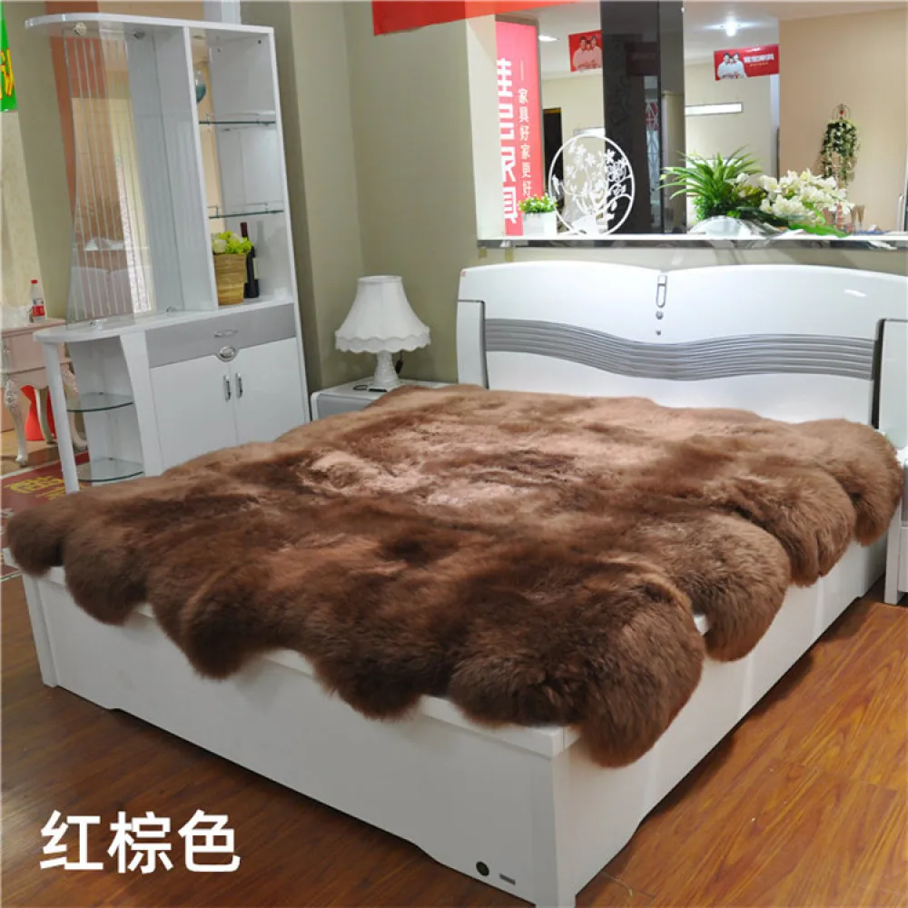 Mongolian Sheepskin Fur Throw Blanket, Real sheepfur blanket bed using 100% wool ,bed blankets