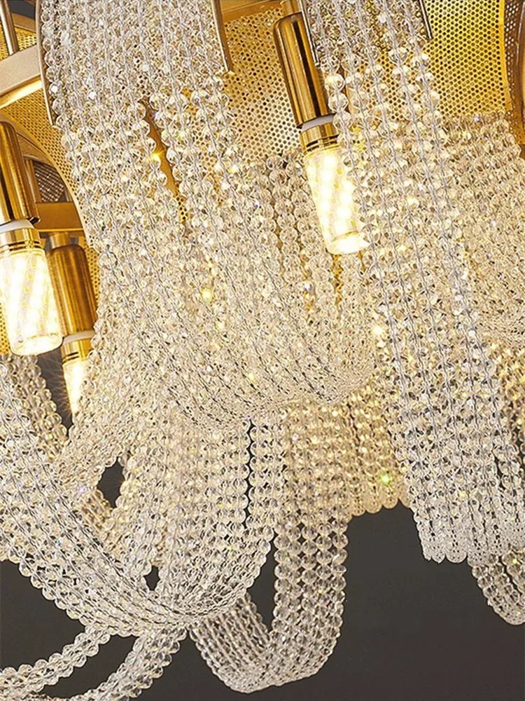 Modern Luxury Tassel Crystal LED Ceiling Chandelier 2025 Lustre Nordic Designer LOFT Pendant lights Round Lamp Lighting Fixtures
