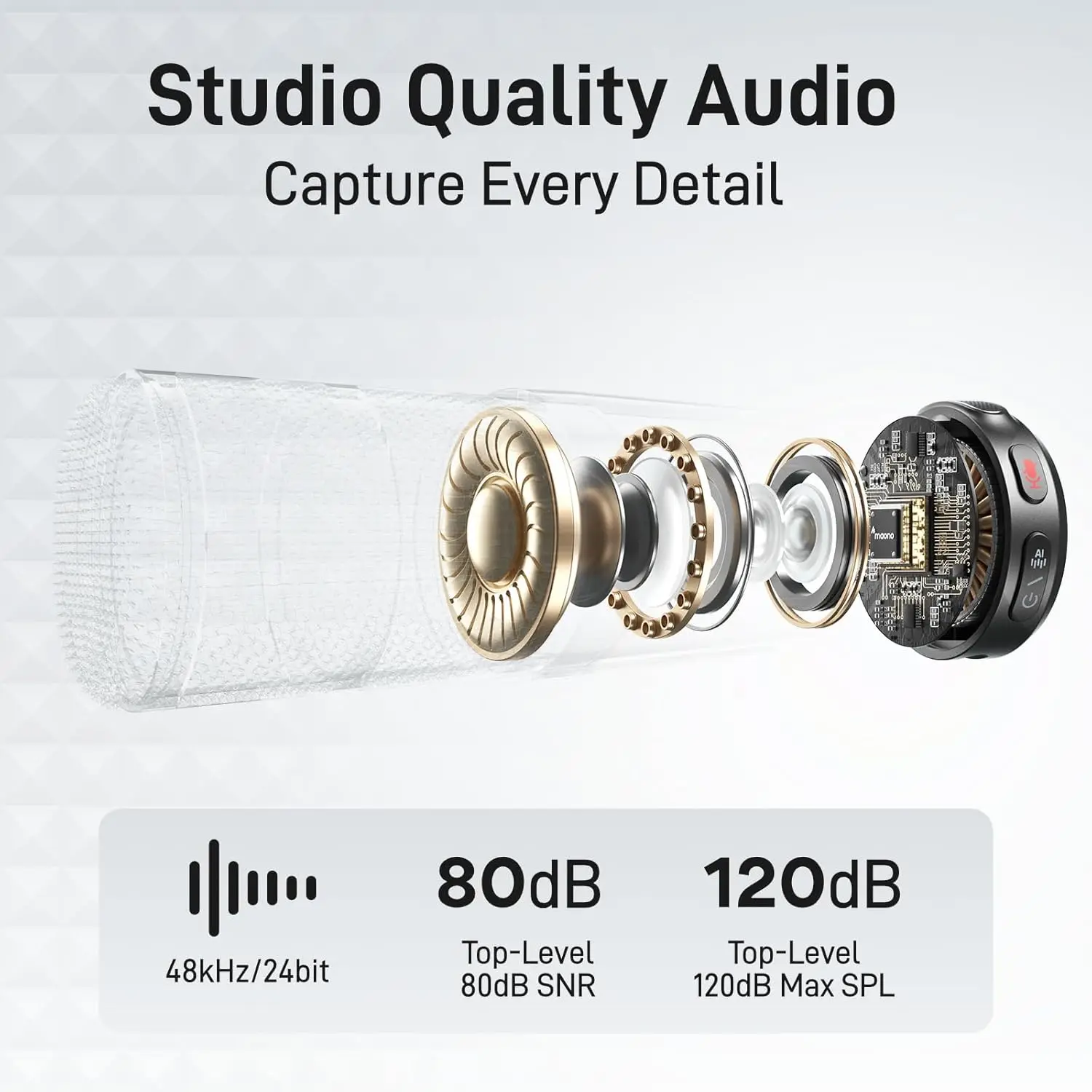 Microfone de lapela sem fio com cancelamento de ruído AI, transmissão de longo alcance de 250 m, microfone com clipe para gravação de áudio clara