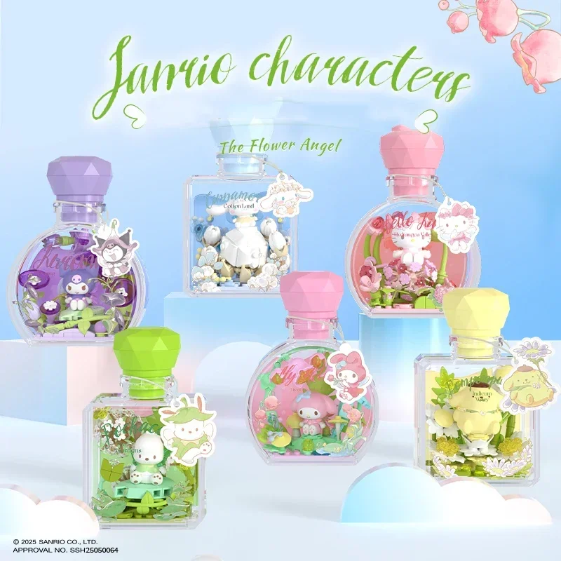 سانريو زجاجة عطر مفاجأة صندوق أعمى اللعب مرحبا كيتي كورومي بوشاكو نموذج الطوب مع الحلي الخفيفة هدايا عيد الاطفال #2