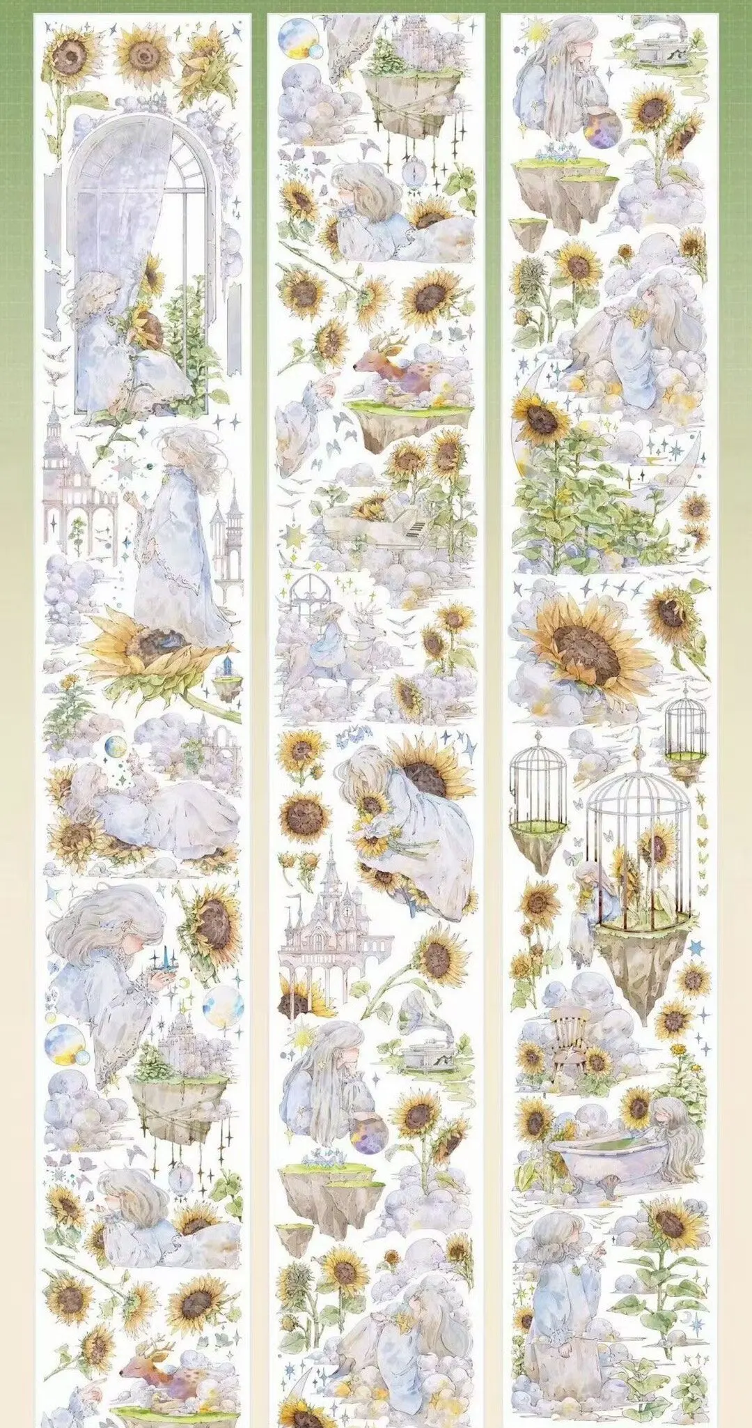 1 Loop Sample PET Washi Tape Wild Sunflower Silver Frost Youting Sunflower Floating Island Decor Tape Journal DIY Craft