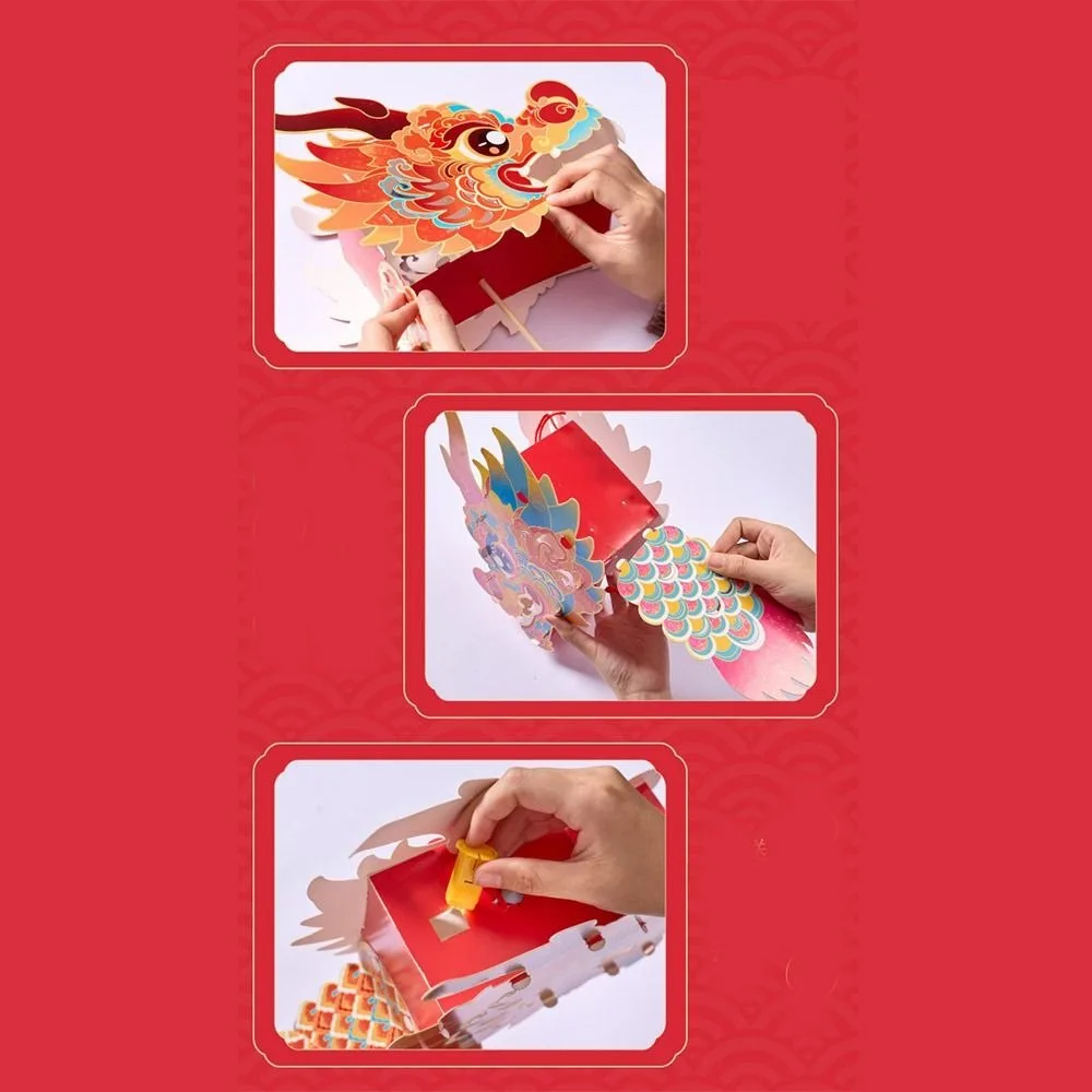

Handmade Dragon Head Lantern Glowing Chinese Style DIY Lantern Making Material Package DIY Luminous Handheld Lanterns