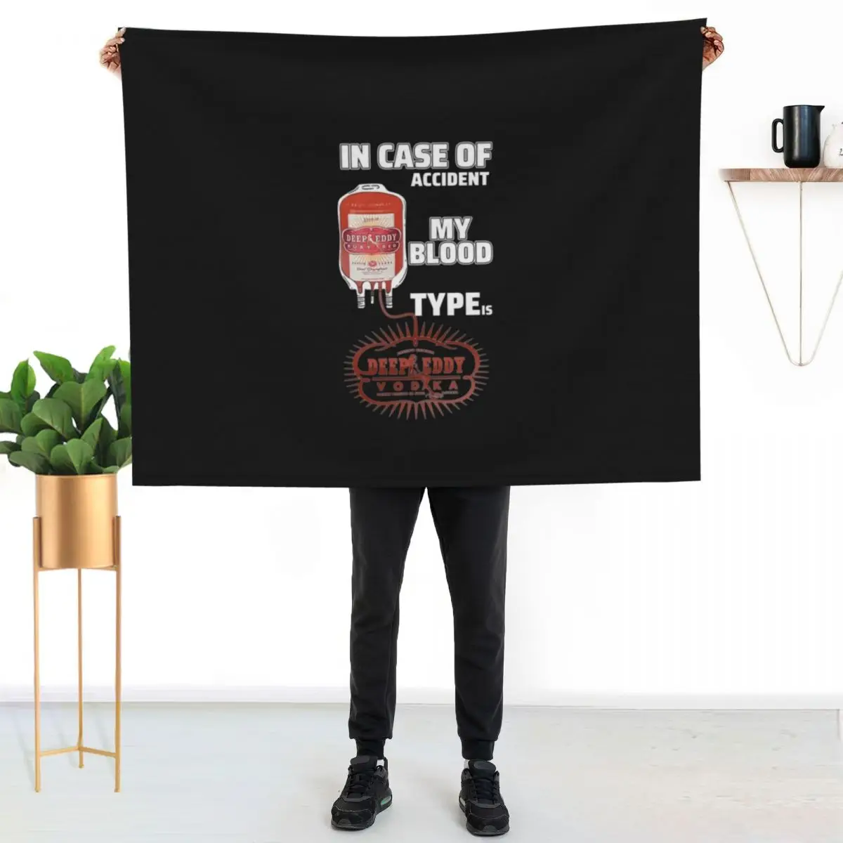 In Case Of Accident My Blood Type IsDeep Eddy Vodka Shirt Throw Blanket couch cozy soft plush fuzzy picnic outdoor blanket
