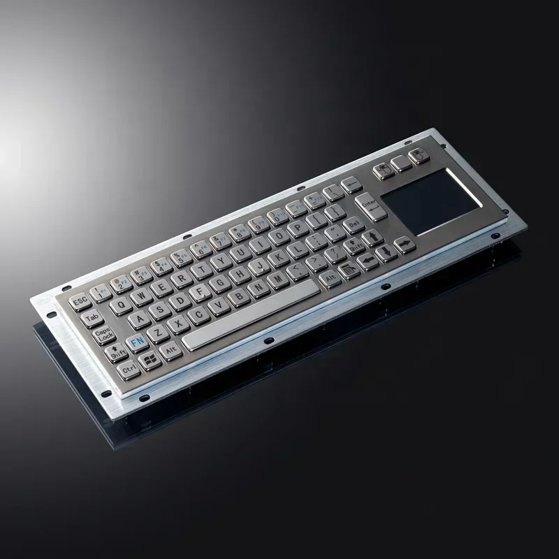 IP65 Waterproof Panel Mount Stainless Steel USB Industrial Metal Keyboard With Touchpad For Interactive