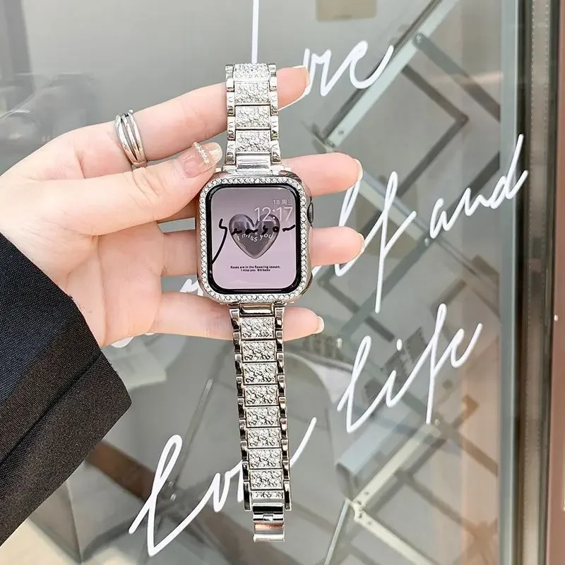 

Fashion Glitter Diamonds Watch Bracelet for Apple Watch Iwatch 9 8 7 6 5 4 3 2 1 Se Ultra Watchband 38mm 40mm 41mm 42mm Strap